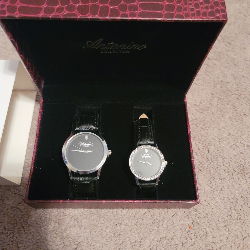 NWT Antonino Collection Hims & Hers Silver Wristwatches
